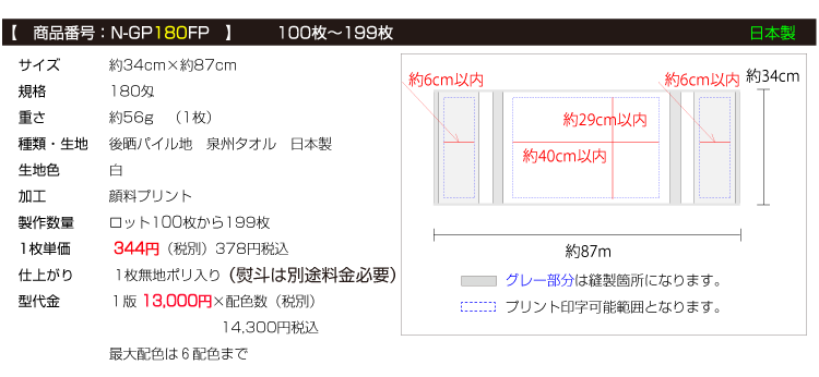名入れ顔料プリントタオル