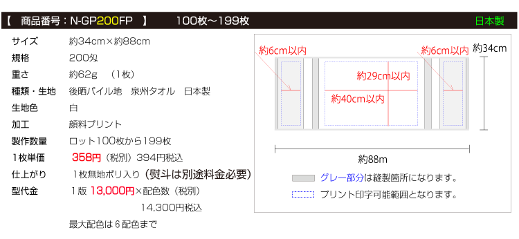 名入れ顔料プリントタオル